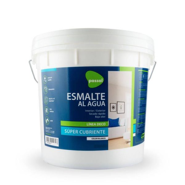 ESMALTE AL AGUA PASSOL LINEA DECO BLANCO TINETA 4GL
